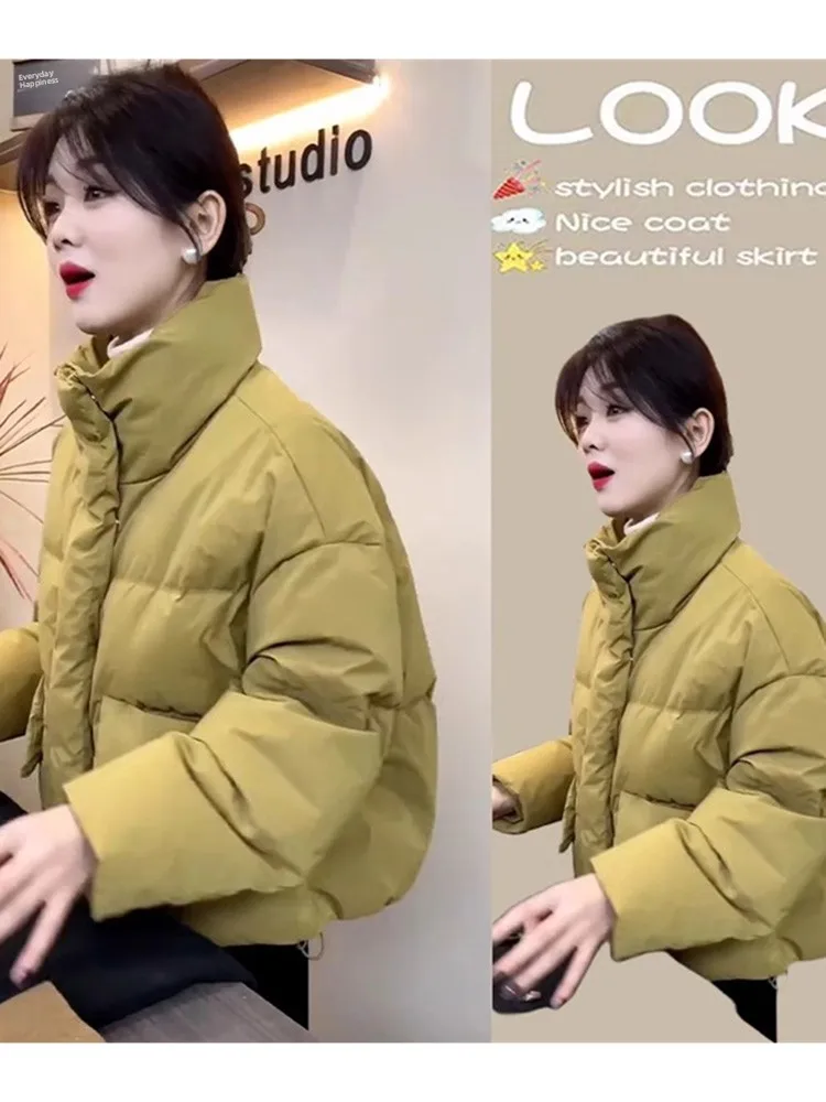 

Women's ort Cotton Jaet Stand Collar Thiened Warm Spring Sle Casual Faion Outerwear Korean Version Zipper Closure