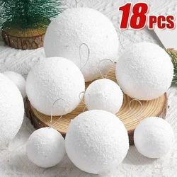 4/6/8CM White Foam Balls Christmas Tree Snowball Hanging Pendant Ornaments Holiday New Year Wedding Party Decoration Supplies