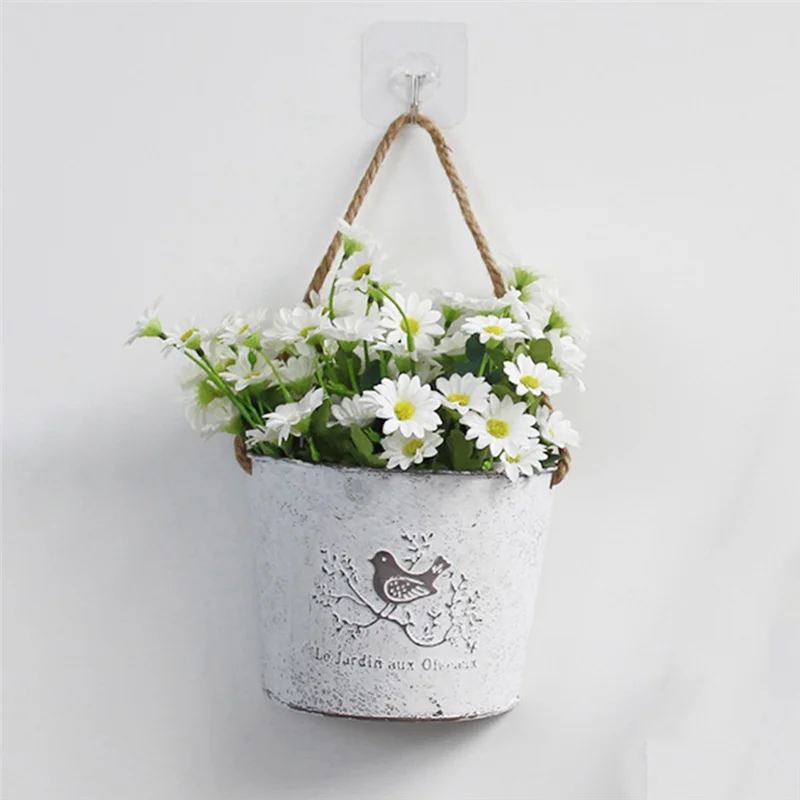 AB39-Wall Hanging Planter Plant Pot Flower Basket Garden Succulent Container Metal Iron Flower Holder Home Balcony Decoration
