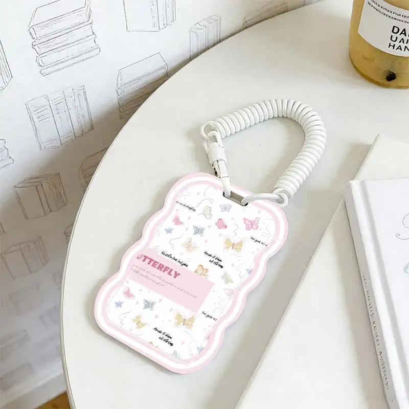 Card Protection Cover for Stretchable Spring Cord Student Bus/Meal Card Protection Case Kpop Photocard Holder Photo Protector