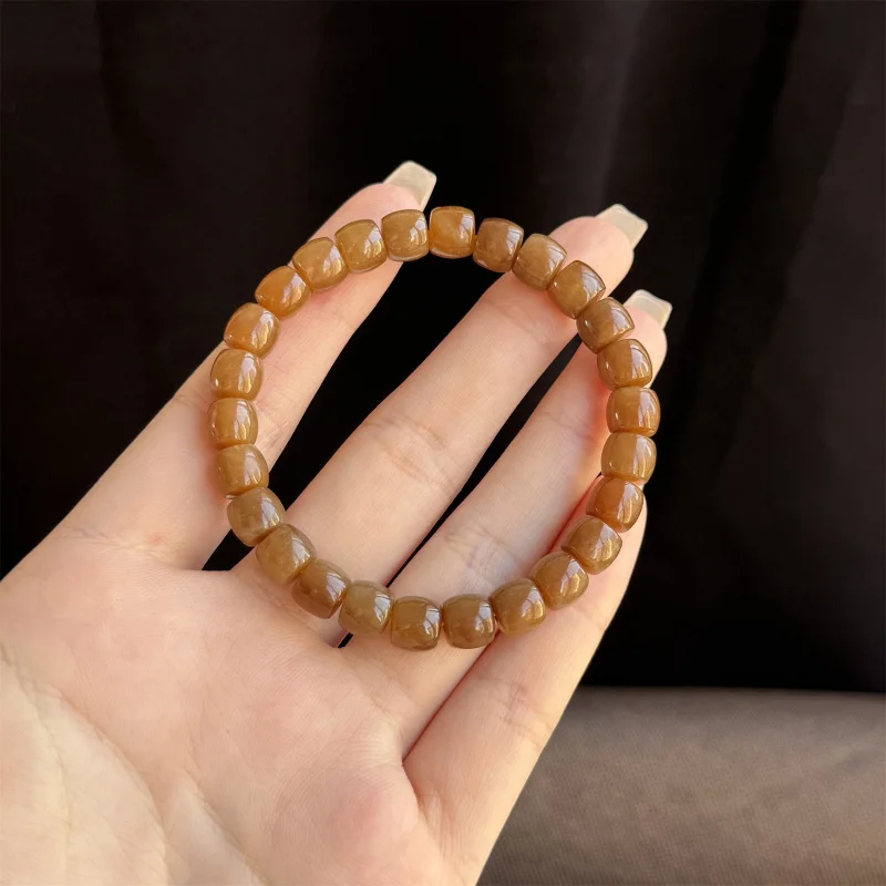 

Браслет из натурального нефрита Хэтянь золотого сахара старого типа из бисера