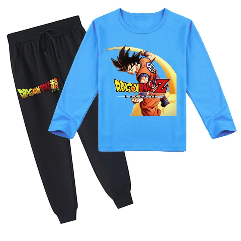 Children's Clothing Printed Dragon Ball Long-sleeved T-shirt + Trousers Suit Clothes for Children From 1 To 12 Years  Christmas