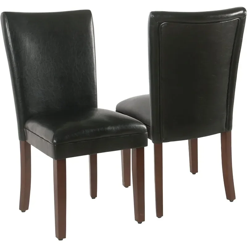 

Parsons Upholstered Accent Dining Chair, Set of 2, Black Faux Leather