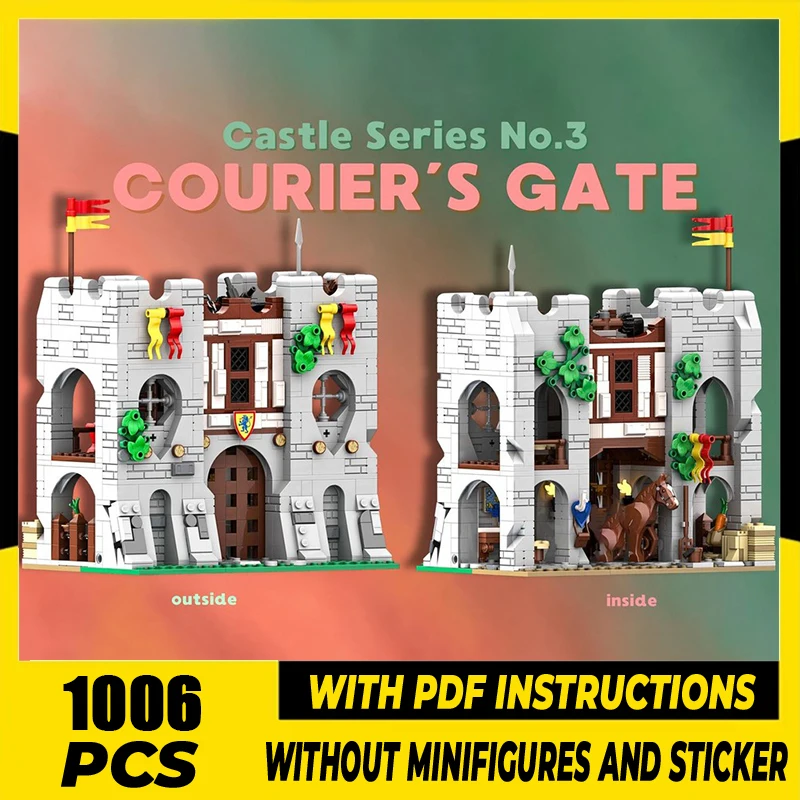 

Medieval Castle Model Moc Building Blocks Courier's Gate Model Technology Brick DIY Assembly Construction Toy Holiday Gifts