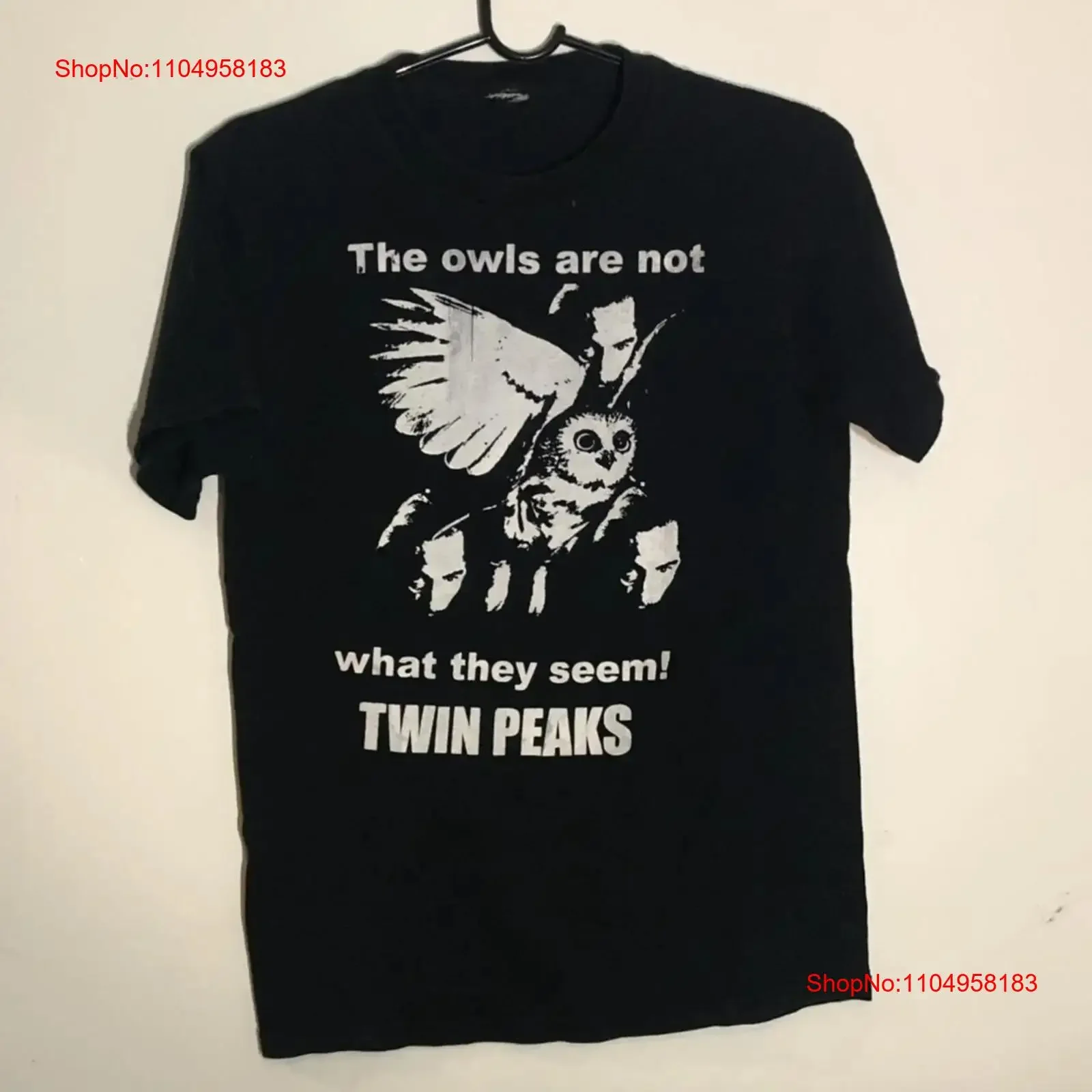 

Twin Peaks The Owl Are Not What They Seem Black T Shirt AHN02185 vintage Washed designer clothes Versatile Soft Casual