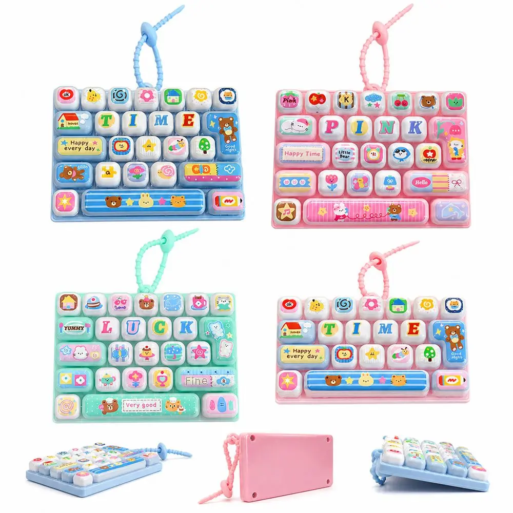 26-key Keyboard Keychain Clear Key Sounds Hanging Loop Stress Relief Decompression Pressable Keys Press Button Bag Pendant