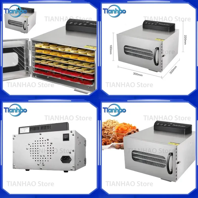 6-Tier Stainless Steel Dehydrator for Pet Food Jerky Dryer Food Dehydrator and Air Dryer for Home Use Single-load Capacity