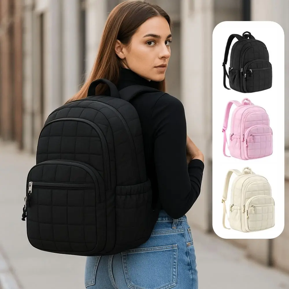 Creative Travel Backpack Quilted Plaid Fashionable Students School Bags Waterproof Adjustable Straps College Student Backpack