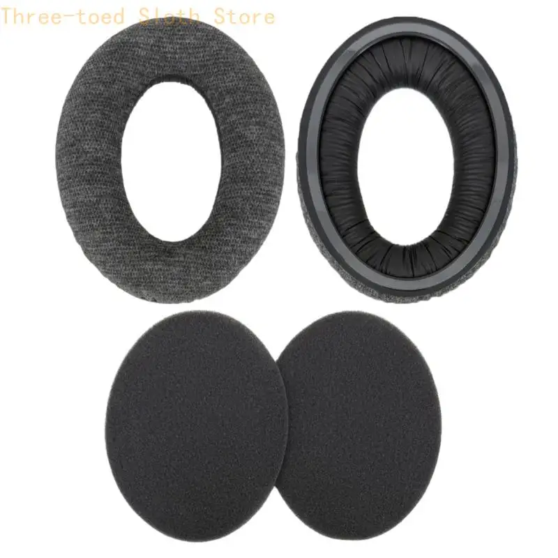 Daily Wear Kopfhörerkissen-Paar für HD598 HD599 HD515 HD558 HD595 PC360, graue Stoffbezüge für Büro, Studium, Reisen und E74A – Detail 2