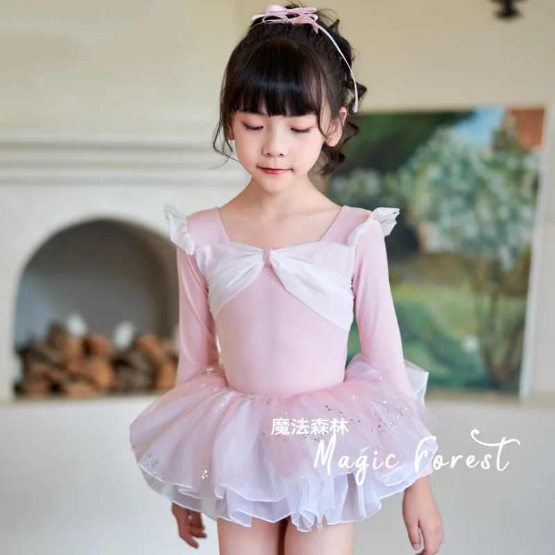Vêtements de danse de Ballet professionnel pour enfants filles, tenue pour justaucorps de gymnastique, jupe Tutu, robe moelleuse, spectacle sur scène