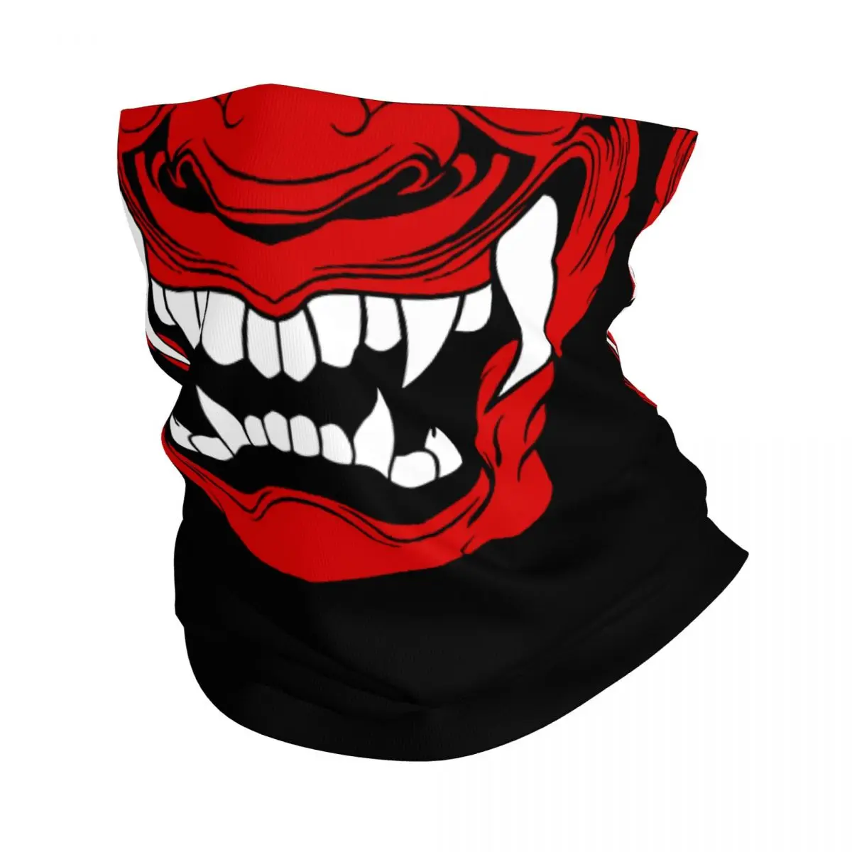 Samurai Oni Fangs Bandana Neck Cover Printed Mask Scarf Multifunctional Balaclava Fishing for Men Women Adult Winter