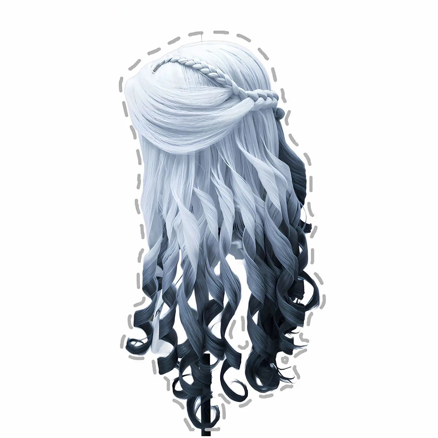 ‌ Identity V 心理学者コスプレウィッグ - ロングカーリーヘアピース、グラデーションブラック合成ウィッグ、ナイトフォールキャラクタープロップ