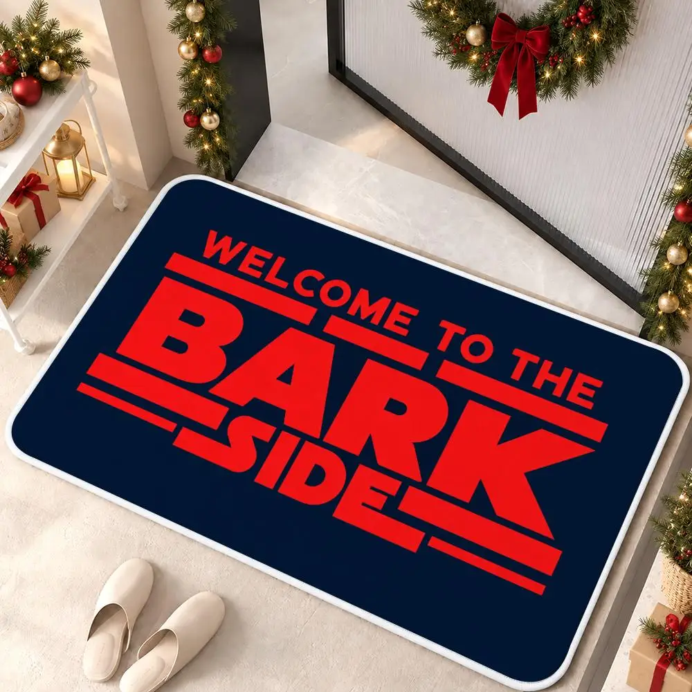 Bark Side Welcome Funny Style Floor Mat Soft Non Slip Flannel Door Mat for Bathroom Kitchen Bedroom Home Decor