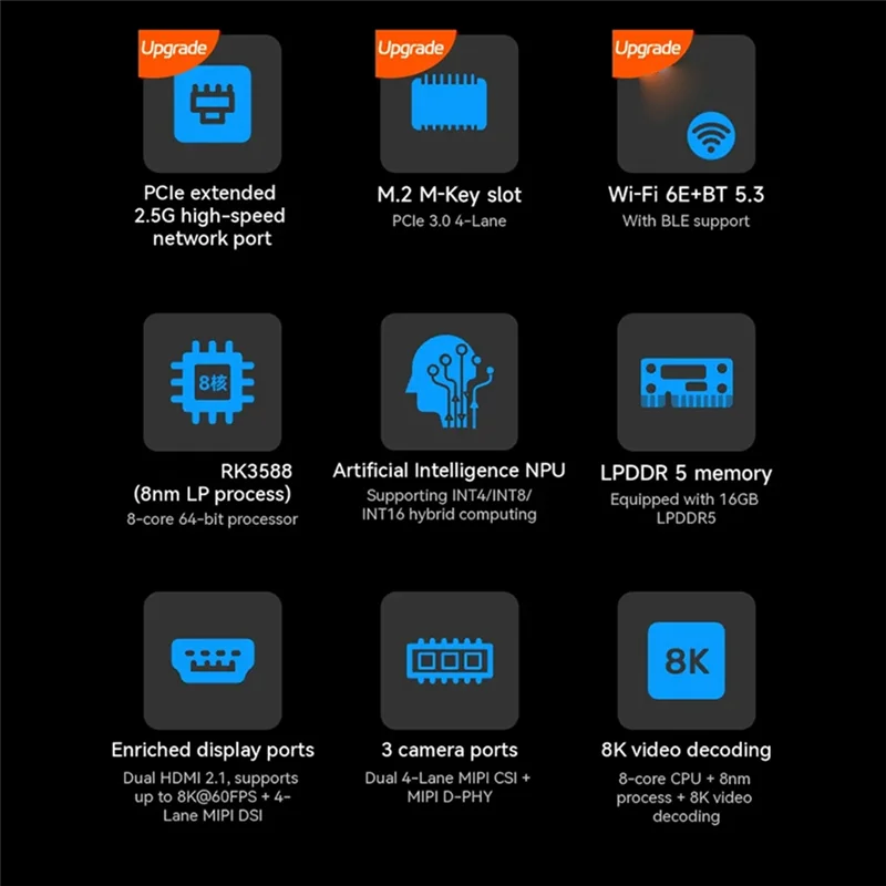 

Superb For Orange Pi 5 Max 16GB RAM LPDDR5 Development Board RK3588 2.5G LAN Wi-Fi 6E + BT 5.3 BLE 8K Decoding Single Board