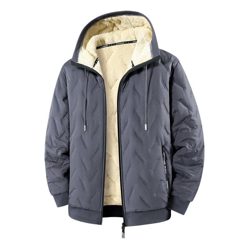 Winter Jacket Man Autumn Bomber Jacket Men Diamond Pattern Fleece Lined Casual Jacket Men Fashion Thick Warm Slim Fit Coat