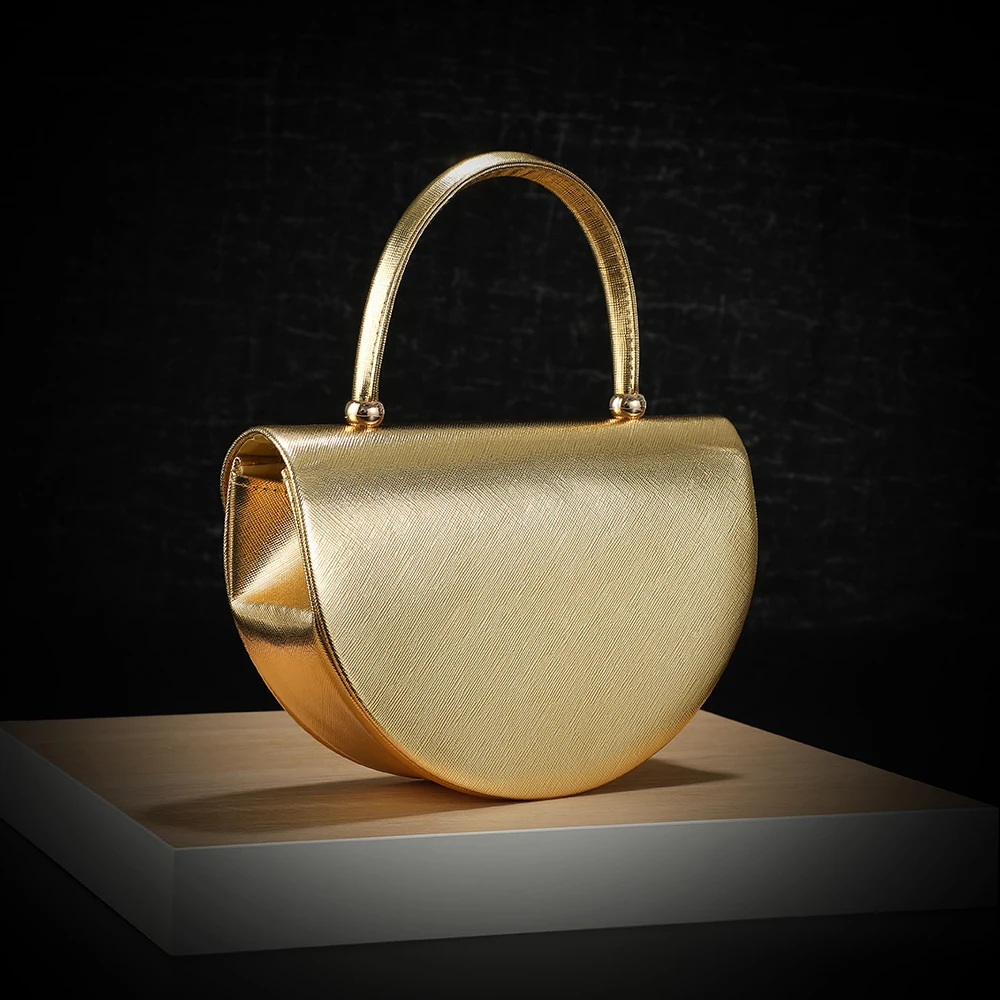 New fashion halfmoon handbag shiny evening dress bag delicate metal chain shoulder bag fashion gift bag small items storage bag - view 4