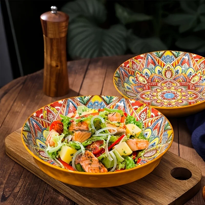 

Bohemian Ceramic Plate High Value Cross Border New Home Dish Under Glaze Deep Dinner Plate