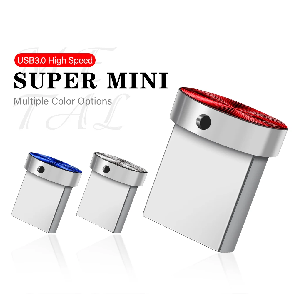 Super Mini USB Flash Drives 128GB Metal Pen Drive 64GB Waterproof Memory Stick  32GB Red Blue Silver Pendrive 16GB Real Capacity