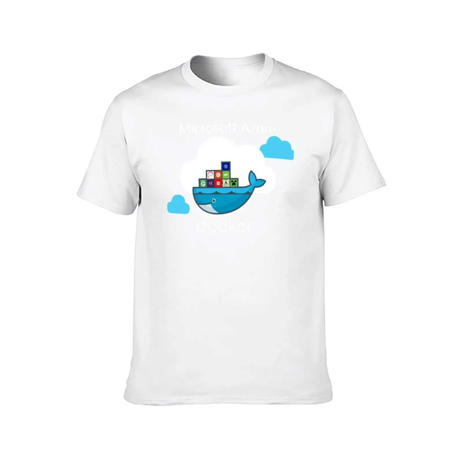 تي شيرت Docker on Azure تي شيرت مضحك تي شيرت قطني للرجال تي شيرت بقصة ضيقة