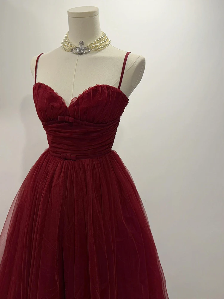 Ele rouge mariage Dr pour les femmes cérémonie d'anniversaire vêtements haut de gamme sentiments Sexy Neline Svel jupe longue