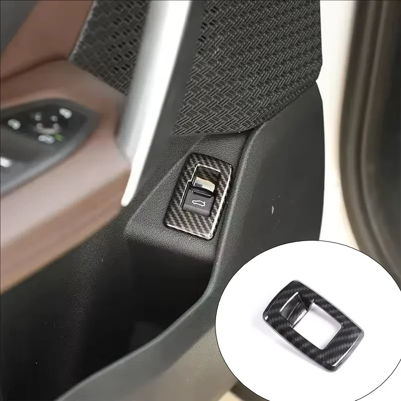 Carbon Fiber Color Car Door Trunk Switch Button Frame Decoration Cover Trim For BMW X1 F48 X2 F39 ABS Auto Interior Accessories
