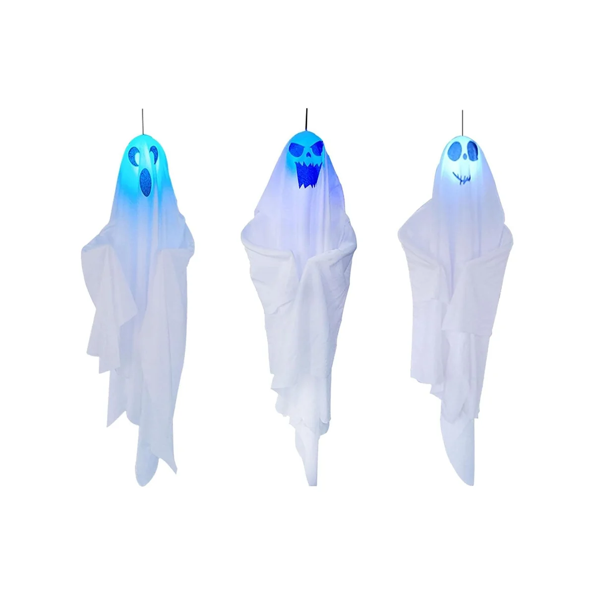 Halloween Hanging Ghosts 27.5 Inches 3 Cute Flying Ghost Windsock for Front Yard Patio Lawn