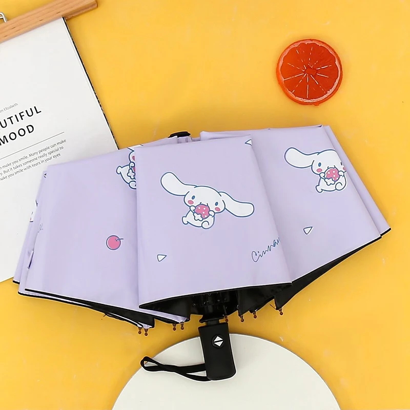 

Sanrio Kawaii Umbrella Cinnamoroll Kuromi Printing Folding Girl Heart Children Sun Protection Ultraviolet Light Portable Gifts