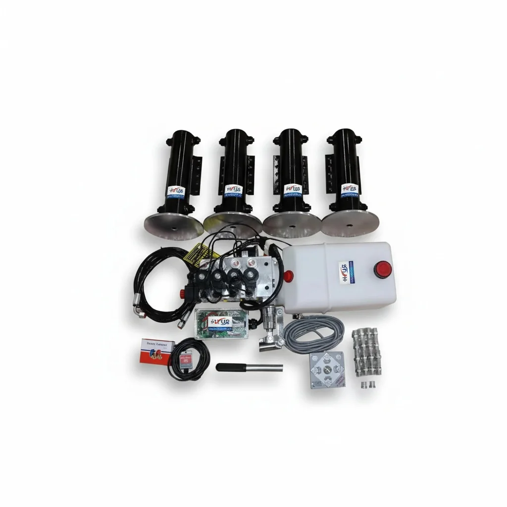 RV Auto Leveling System, 5 Ton Steel Double Acting Cylinder, 4Pcs Hydraulic Lifting System for Motorhome, Caravan, Ford Transit