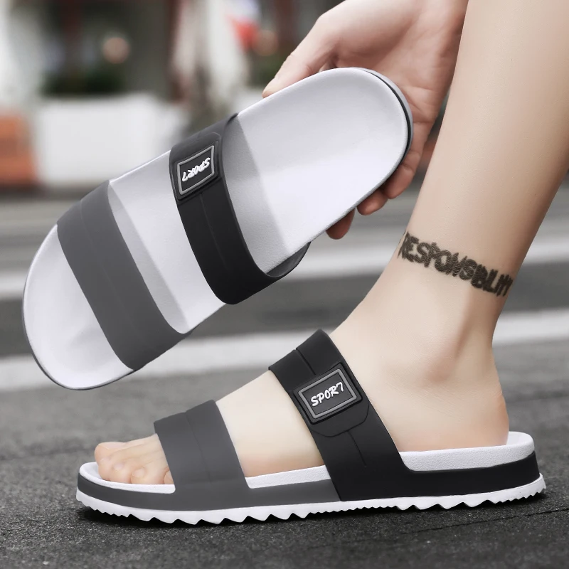 2023 High Quality Men Slippers Slides Outdoor Indoor Non-slip Light Soft Bottom  Flip Flops Sandals Beach Shoes Slippers Home