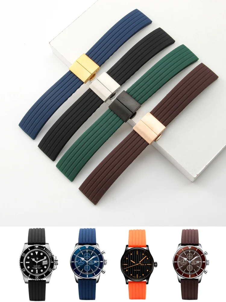 For Seiko No. 5 Rubber Pilot Water Ghost Silicone Watch Strap Waterproof Sweat-Proof Soft Comfortable Watchband 20 22mm