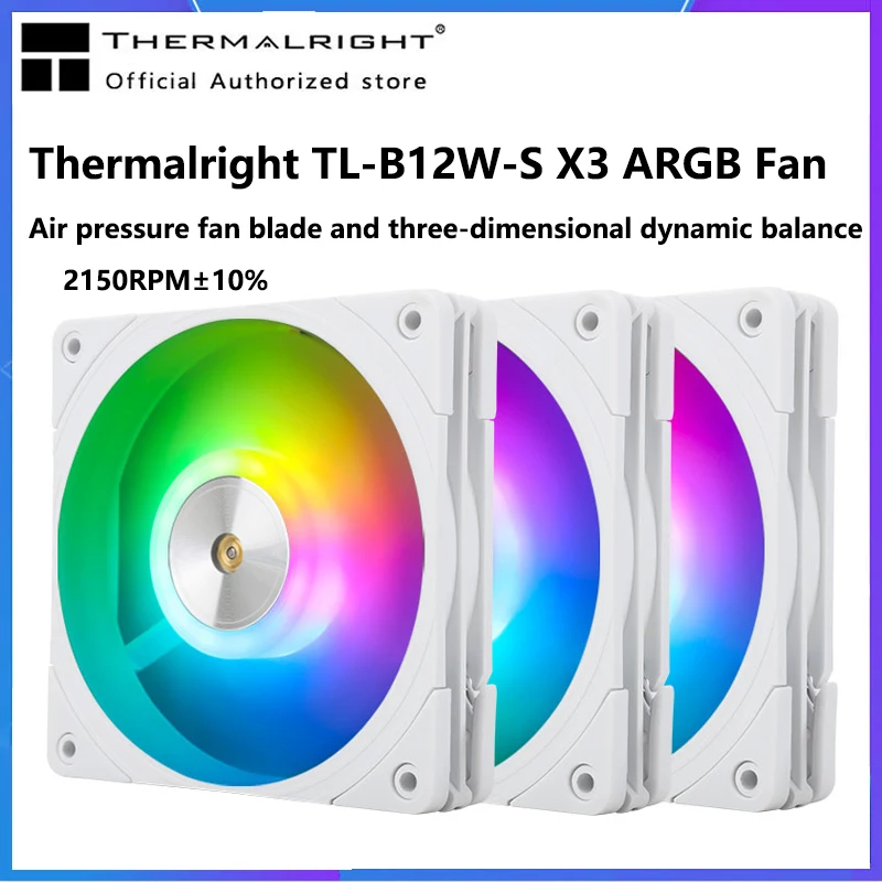 

Thermalright TL-B12W-S ARGB x3 120mm Fan CPU Cooler 3PIN ARGB Cooling Fan PC Computer Case Fan 12cm Mute 4PIN PWM Chassis Fan