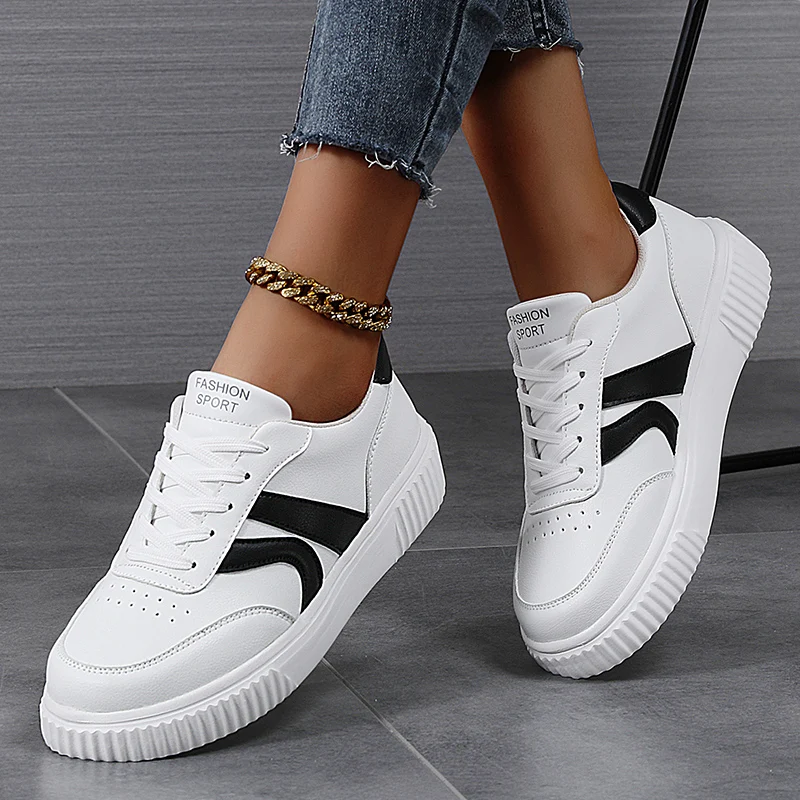 2024 Women Sneakers Fashion Shoes Trend Casual Flats Sneakers Women Female New Fashion Comfort White Vulcanized Platform Shoes