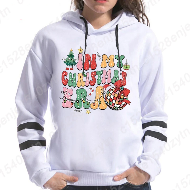 In My Christmas Era Print Hooded Hoodies Women Fashion Long Sleeve Sweatshirts Ladies Autumn And Winter Loose Soft Pullover Tops