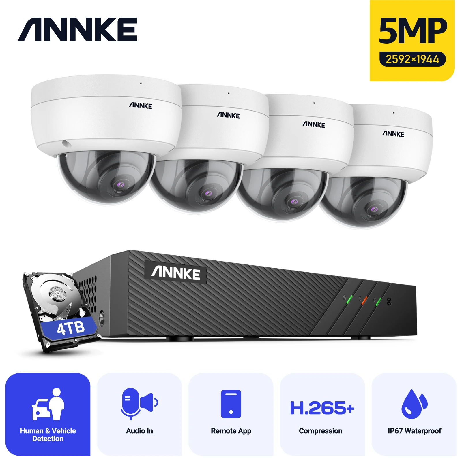 

ANNKE 8CH POE Security Camera System 6MP NVR Smart Night Vision Motion Detection Waterproof Video Surveillance Remote Monitor