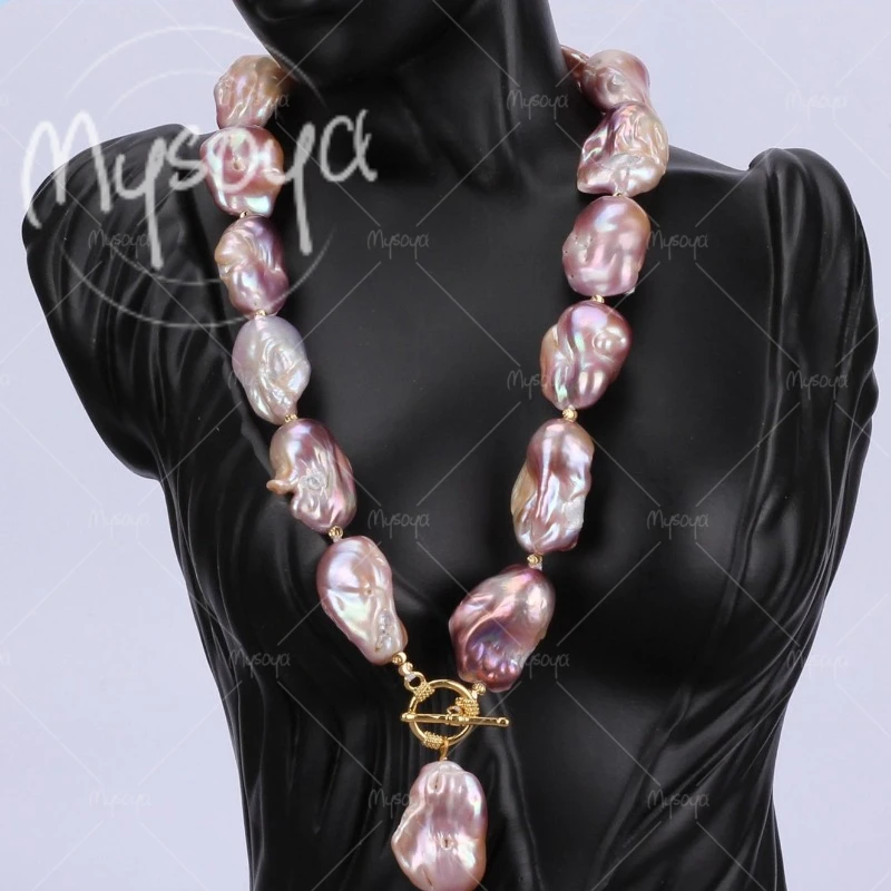 

MYSOYA 13-15mm Oversized Purple Baroque Pearl Necklace, Suitable for Wedding/ Party/ Mother's Day Gift A0494