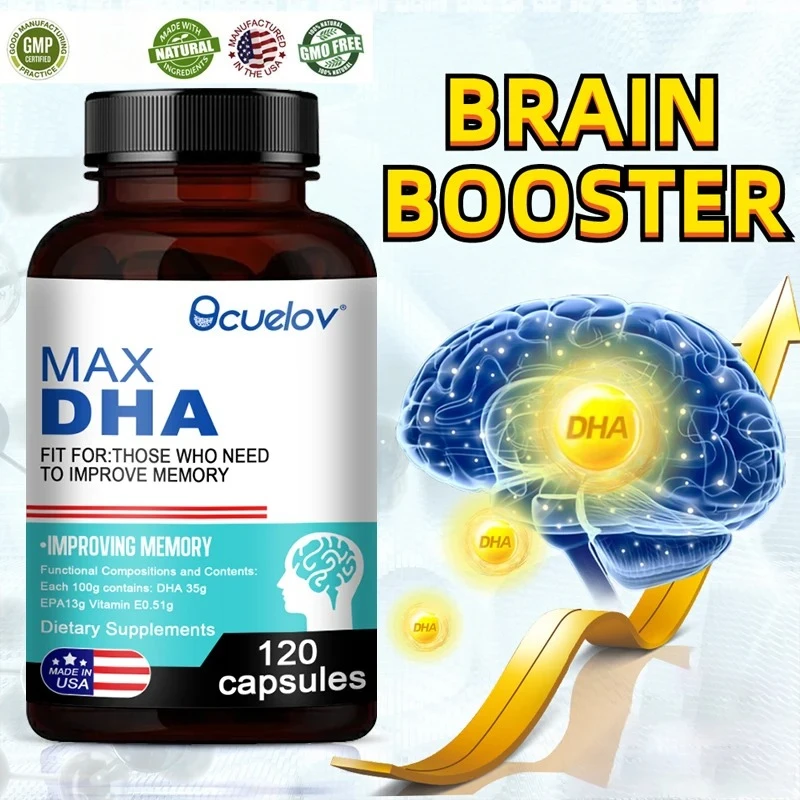 Bcuelov MAX DHA-улучшает память, защищает зрения, интеллект, активирует клетки головного мозга, снимает усталость головного мозга, пищевая добавка