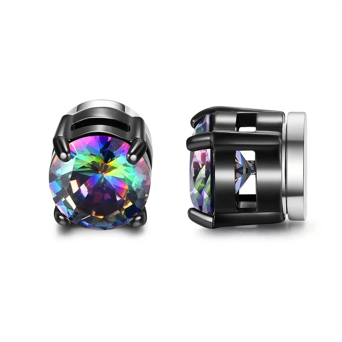 4 Pairs 6MM Cubic Zirconia Magnetic Stud Earrings For Men, Stainless Steel Magnetic Clip On Earrings, Non Piercing Earrings
