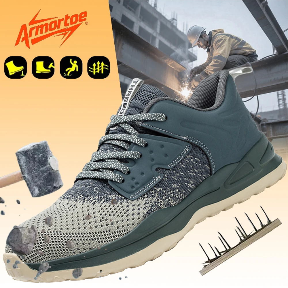 

ArmorToe SteelGuard Work Shoes Puncture Proof LightFlex Comfort BreezeMesh Anti-Slip MetroEdge Worksite Ready #Armor3033