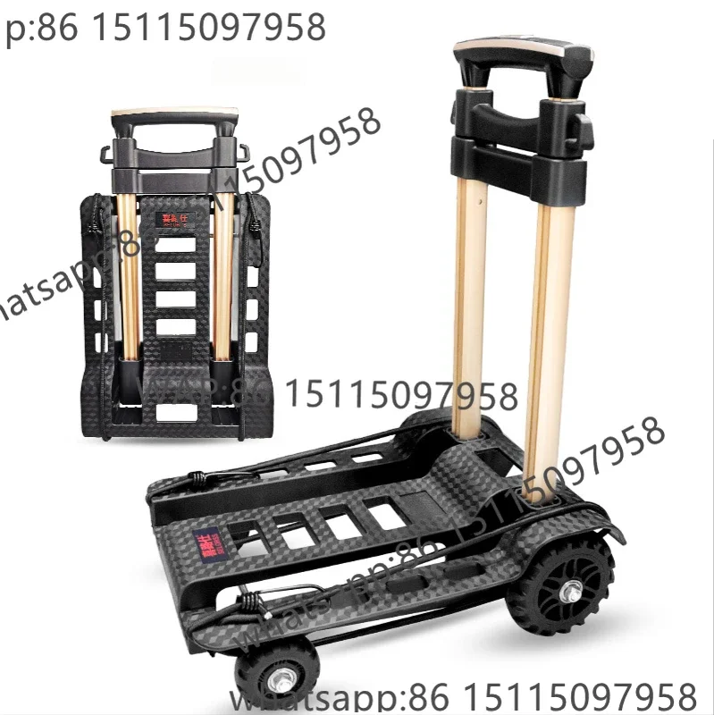 Folding Aluminum Small Trolley Mute Wheel 40kg Luggage Cart Elderly Travel Shopping Moving Goods Grocery Shopping Cart