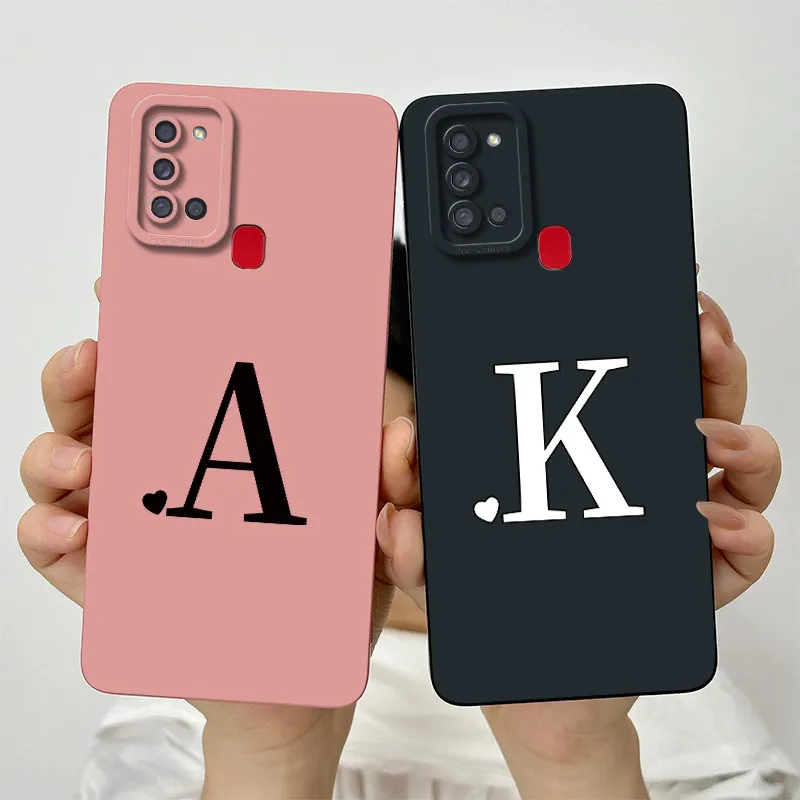 For Samsung Galaxy A21s Case Cute Couple Letter Cover Soft Silicone Fundas Phone Cases For Samsung A21s A21 S A 21s A217F Bumper