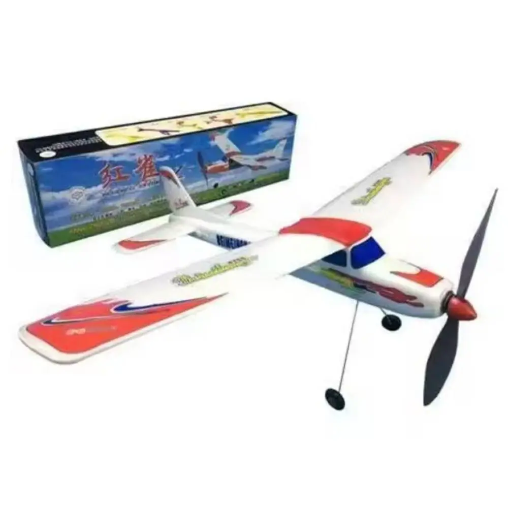 

DIY Rubber Band Powered Airplane Rubber-powered Red&White Outdoor Science Popularization 410*515*210mm