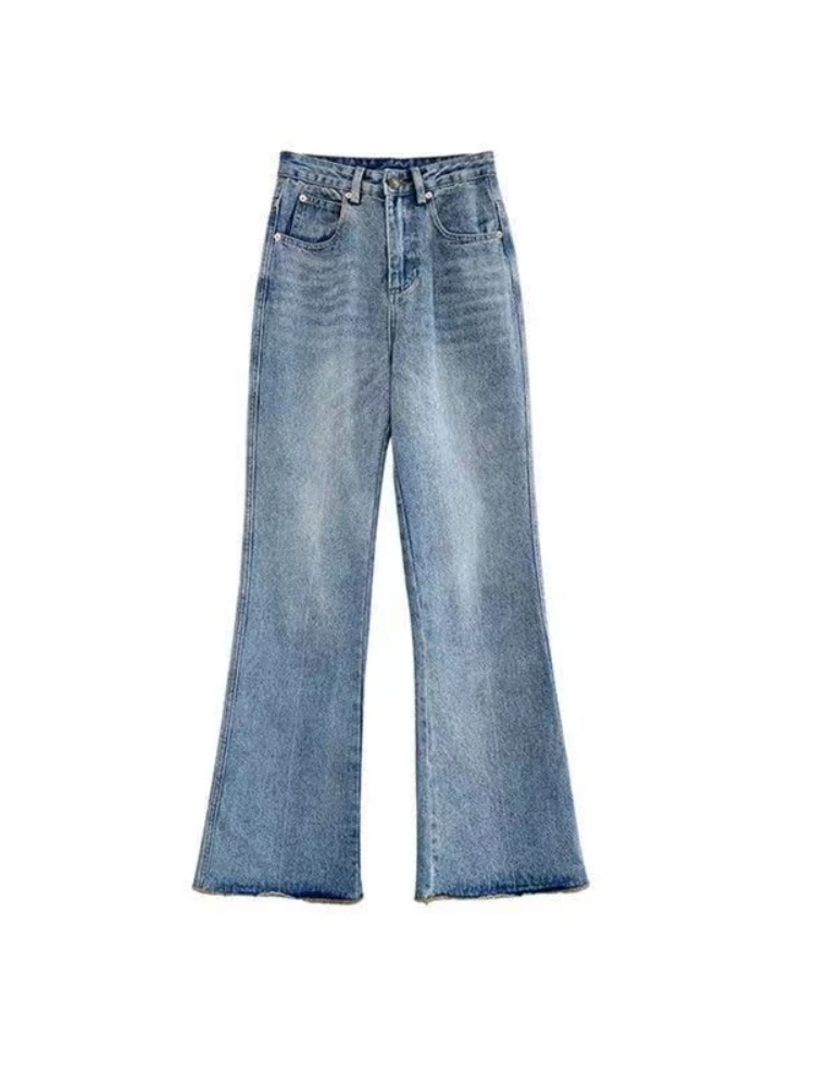 Calças de brim de cintura alta femininas soltas lavadas streetwear pessoais americanos calças jeans adolescentes tem Джсы vintage designer elegante