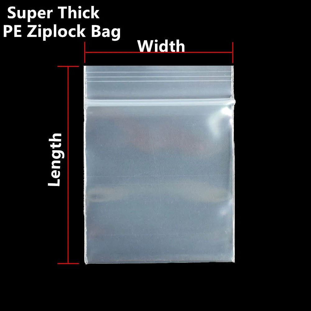 5x7cm 500pcs Extra Thick Transparent PE Ziplock Bags Plastic Food Grade Pouch Zipper Reusable Small Accessories Storage Package