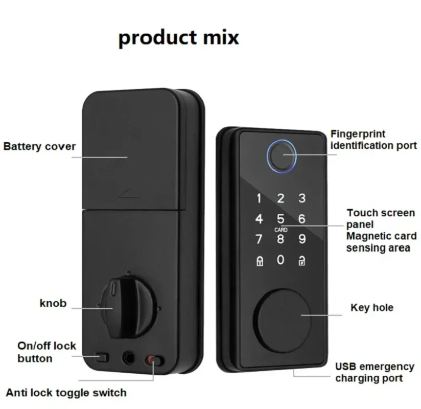 Smart Deadbolt Lock Tuya//TTlock Biometric Fingerprint Lock App Fingerprint Password IC Card NFC Keyless Unlock Home Door Lock