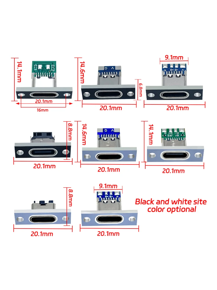 5 PCS TYPE-C female with fixed plate for keyboard modification cable USB key cable Separate terminal data charging cable