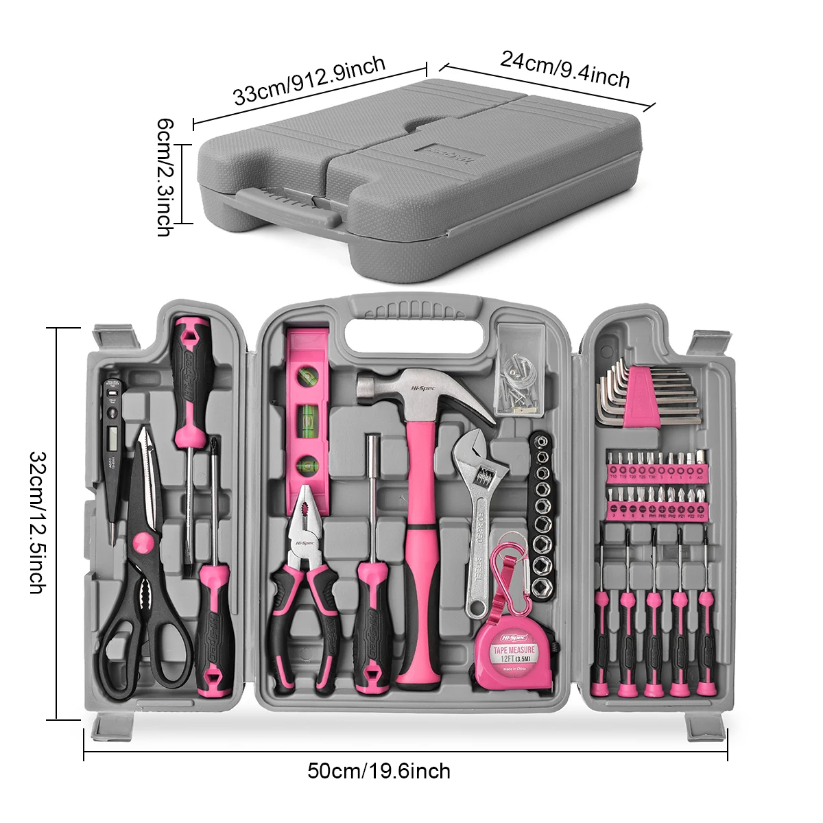 67/71/56/35Pcs Automotive maintenance tools -Household Repair Tool Kit Multi-Purpose Pink Hand Tool Set with Storage Box