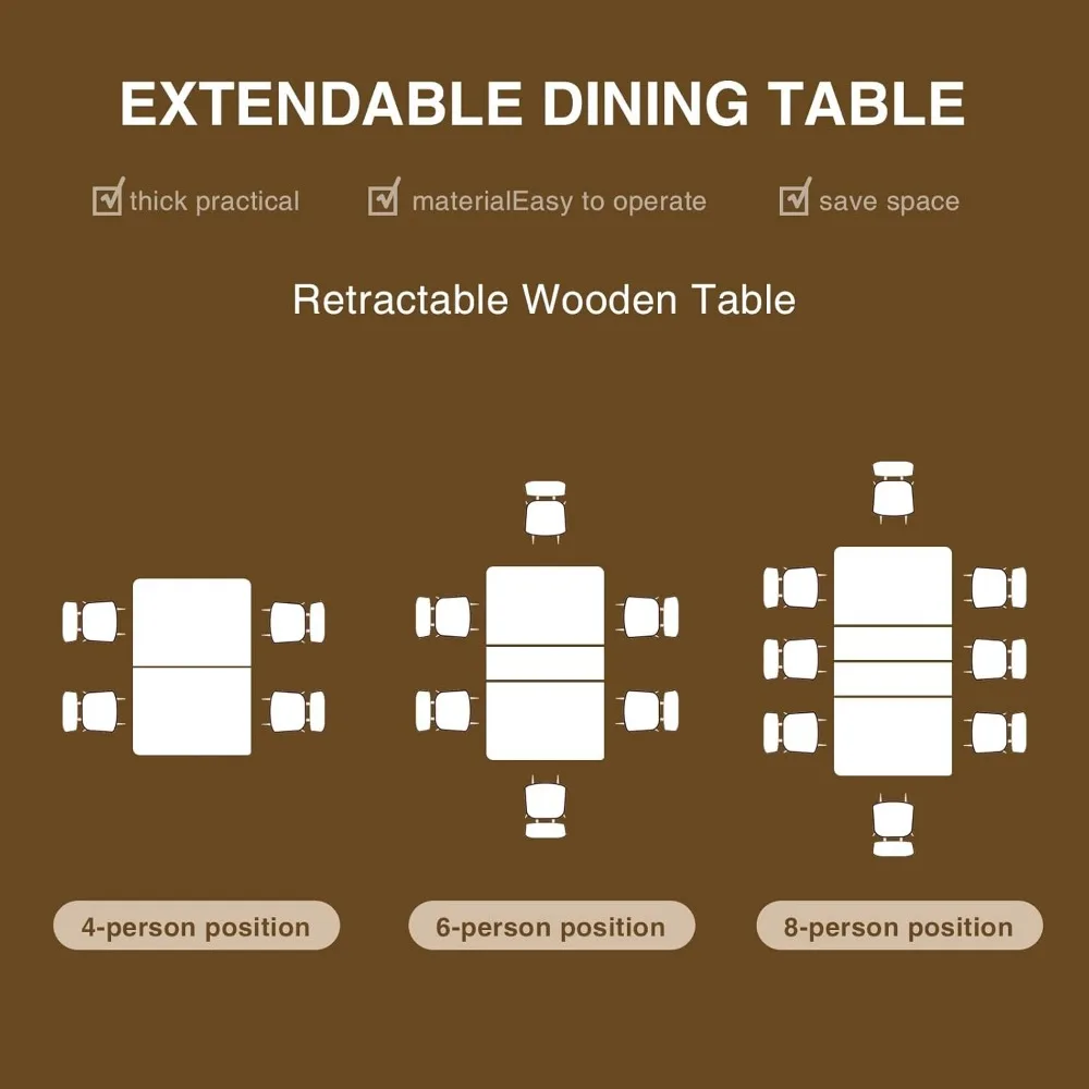 Tavolo da pranzo allungabile per tavolo da cucina in legno da 6, 8, 10,55'' a 78