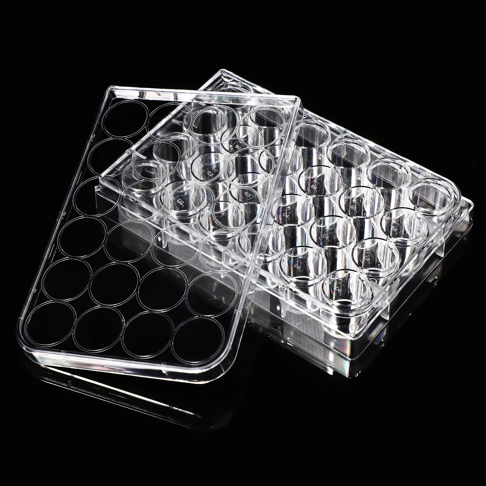 24-Well Culture Plate Plastic Cell Culture Plate For Laboratory Sterile Grade Polystyrene Nesting Lid