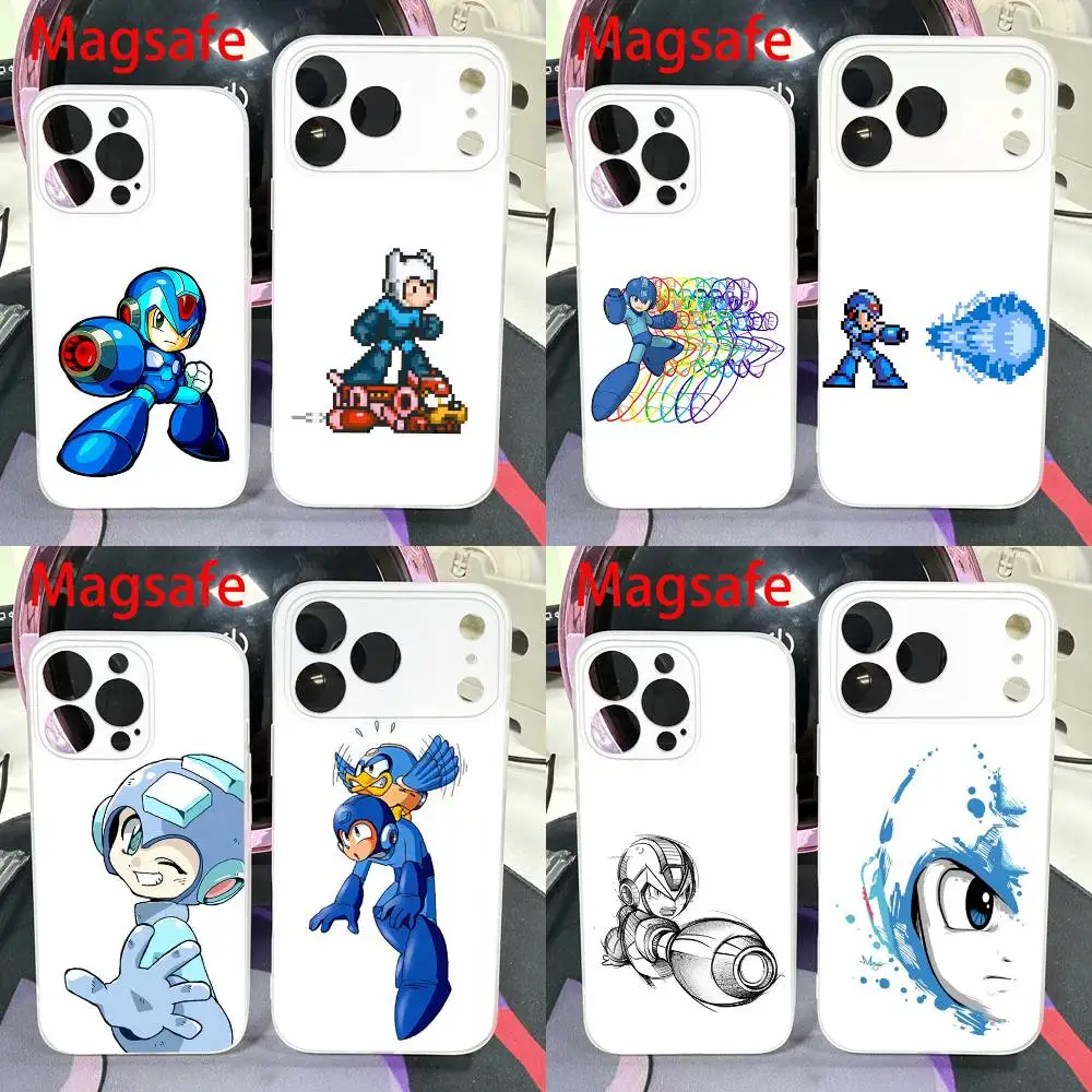 

R-Rockman M-Megaman Phone Case For iPhone 14,16,15,11,13,17,12,Air,Mini,Plus,E,Pro,Max Magnetic Magsafe Frosted Cover