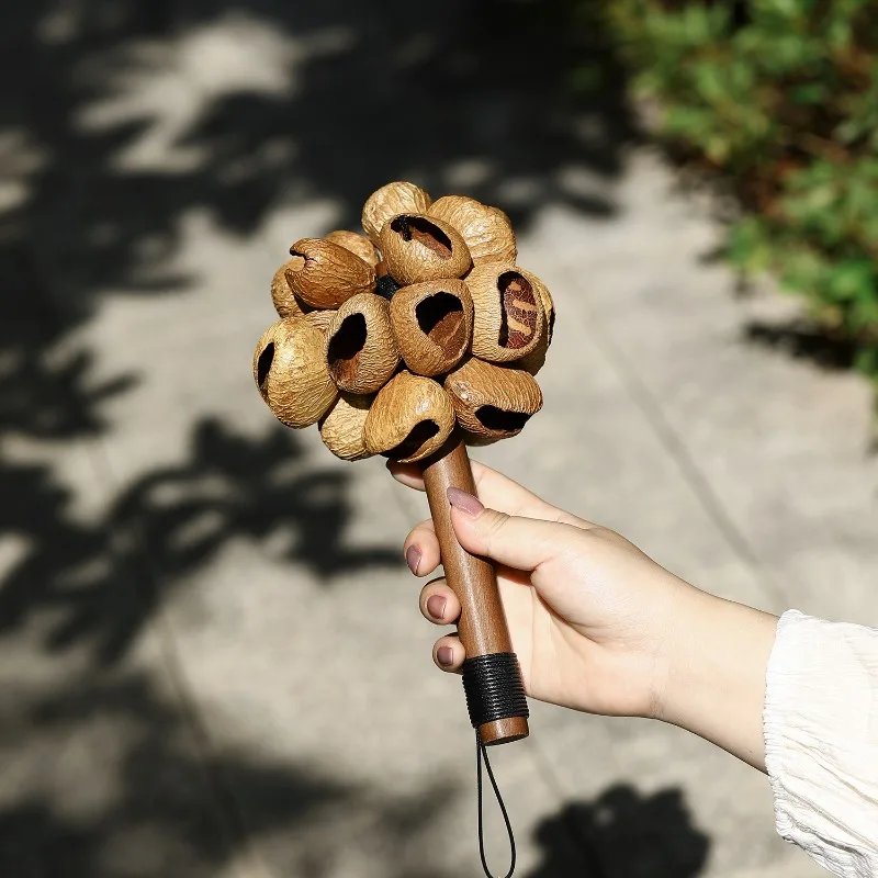 Fruit Shell Bell Meditation Relaxation Relief Stress Handle Ring Bells Sound Therapy Handheld Bells Portable African Plant Bell